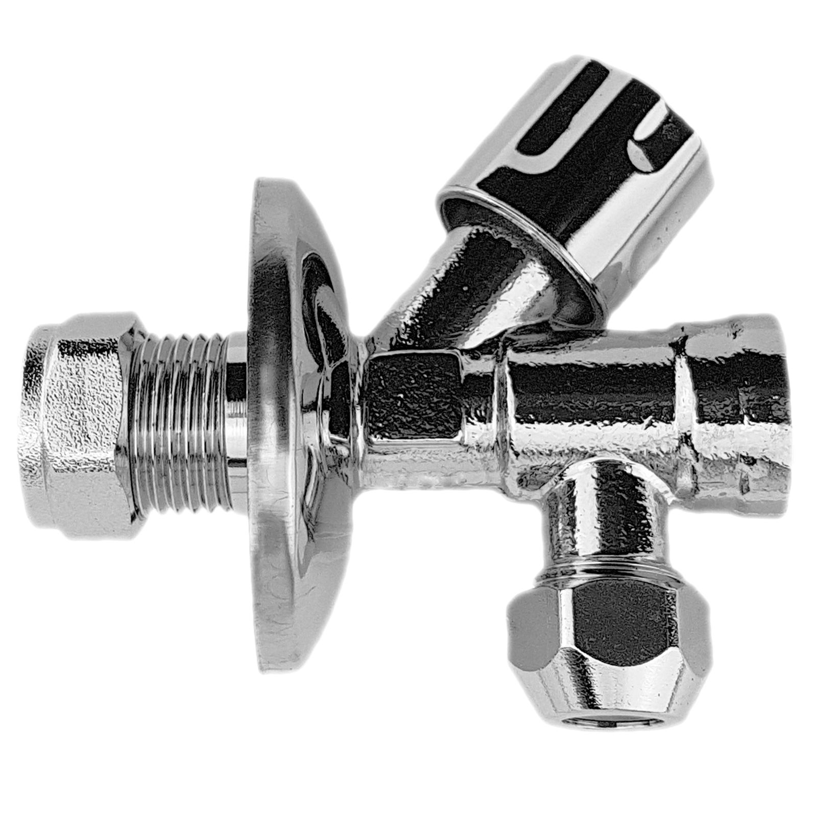 Eckventil 1/2 Zoll Mit 2 Abgängen - Edelstahl Doppelventil Für Wandgewinde