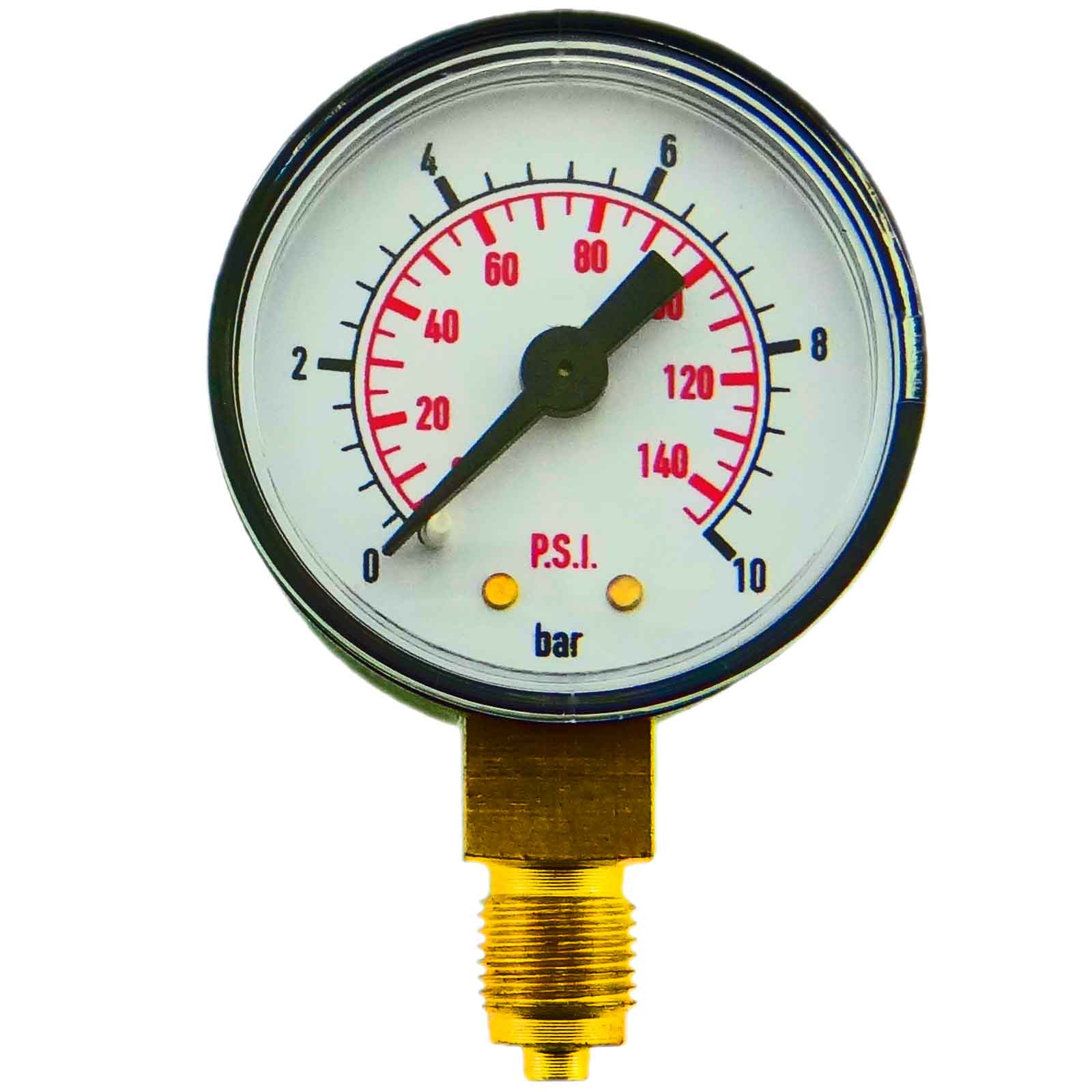 Manometer senkrecht Ø 50mm 1/4 Zoll Druckluft 010 bar